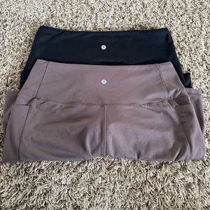 Danskin biker shorts, purple, black